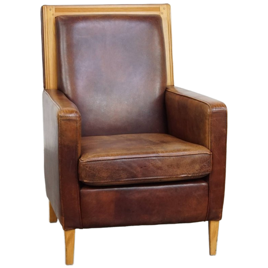 Mooie En Comfortabele Schapenleren Art Deco Design Fauteuil Met Een Prachtige Kleur 1