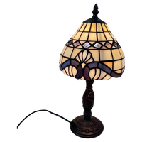 Tiffany Style Table Lamp - Stained Glass Shade And Decorative Base - Ca. 1980’S (No Cracks)