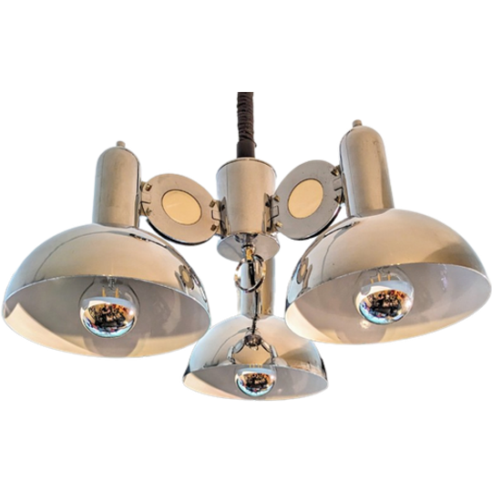 Mooie Vintage Chrome Space Age Hanglamp Van "Massive" Jaren 70S 1