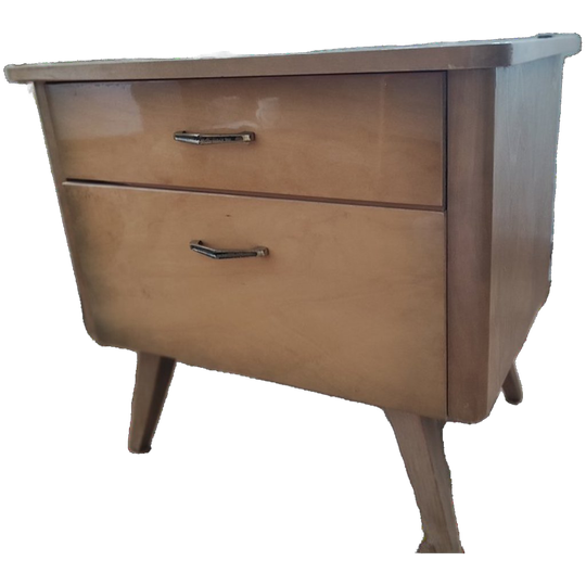 Vintage Nachtkast Bedside Table Nachtkastje Hout Lade 1