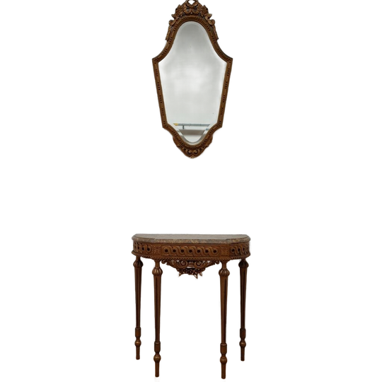 Barok Rococo Wandconsole Sidetable Met Marmer Blad En Spiegel 05 1