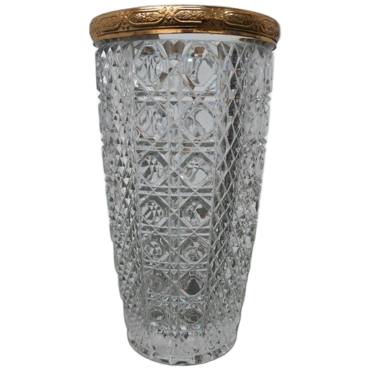 Vintage Regency Vaas Bloemenvaas Kristal En Messing 1