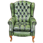 Chesterfield Lazychester Relaxfauteuil (m) - Antiek Limoen Groen Met Knopenzit thumbnail 1