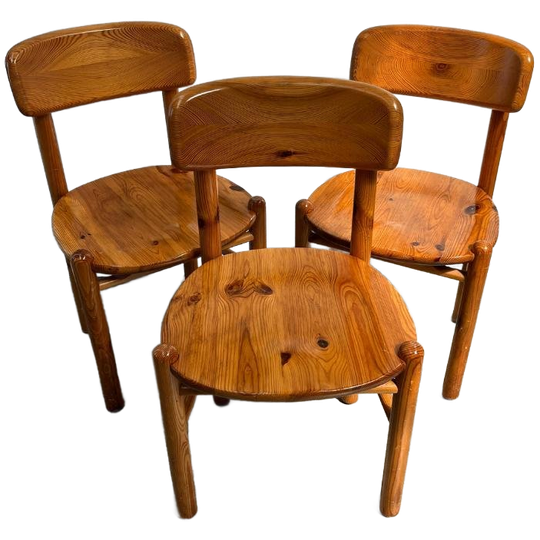 3x Vintage Eetkamerstoel Grenenhout - Rainer Daumiller 1