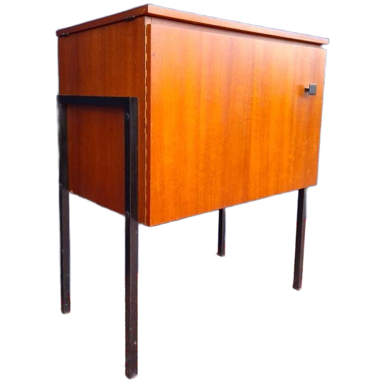Retro Vintage Kastje, Mini Bureautje, Teak Fineer 1