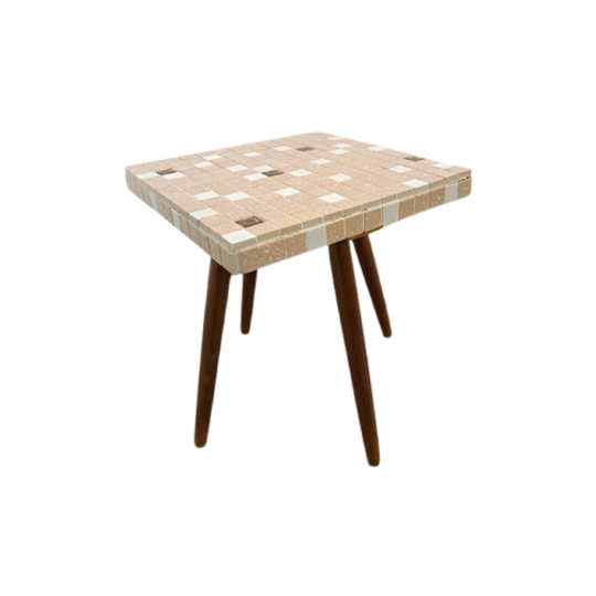 Bijzettafel Met Bruin Beige Tegel Blad Nr. 8 Plantentafel 1