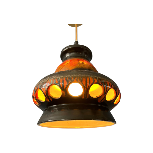 Mid Century Oranje Keramische West Germany Hanglamp