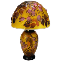 Art Nouveau Tafellamp In Gallé Stijl Muchroom, Eind 20e Eeuw.