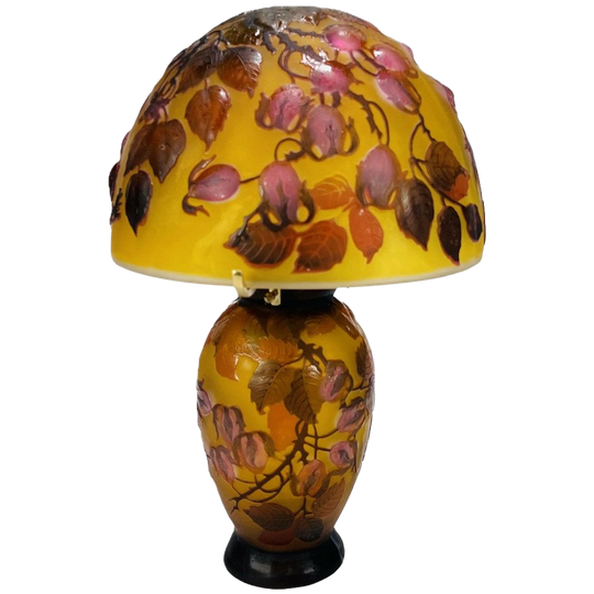 Art Nouveau Tafellamp In Gallé Stijl Muchroom, Eind 20e Eeuw. 1