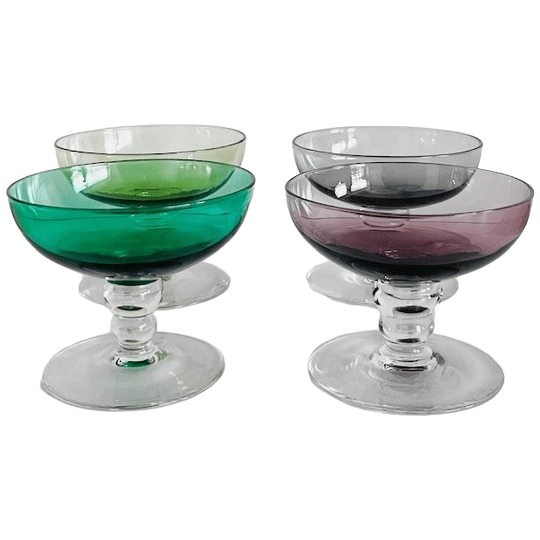 Vintage Mid-century Kristalunie Carnaval Gekleurde Likeurglazen Max Verboeket Cocktailglazen 1950 1