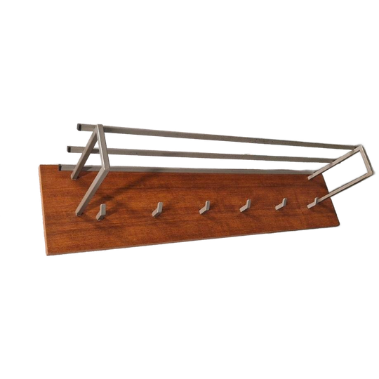 Strakke Vintage Kapstok Wandkapstok Teak Jaren 60 1