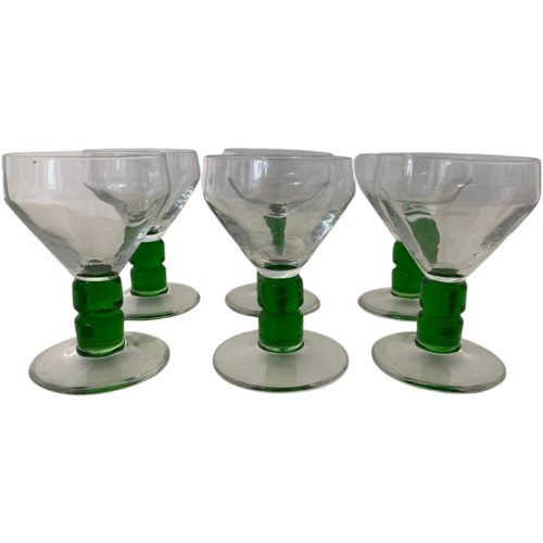 6X Vintage Borrelglas Groene Steel Doyenne