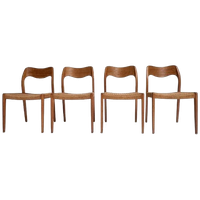 Set Van 4 Niels Otto Moller Stoelen, 1950's