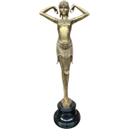 Bronzen Beeldje Op Marmeren Voet. thumbnail 1
