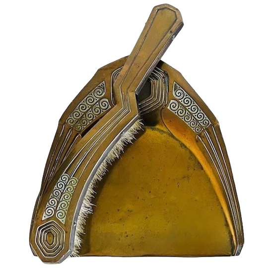 Antieke Art Deco Stoffer Veger En Blik Messing 1920’s 1