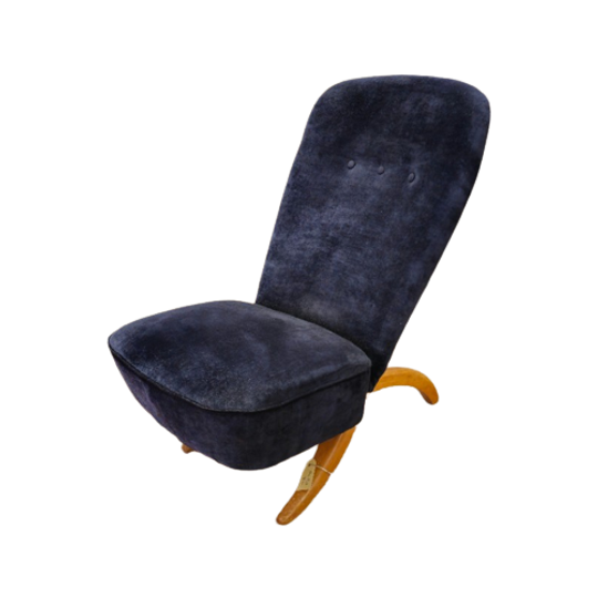 Vintage Theo Ruth Congo Fauteuil Stoel Donker Blauw 1
