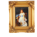 Charmant Schilderij Jong Meisje Gouden Lijst Lady Sybil Primrose thumbnail 1