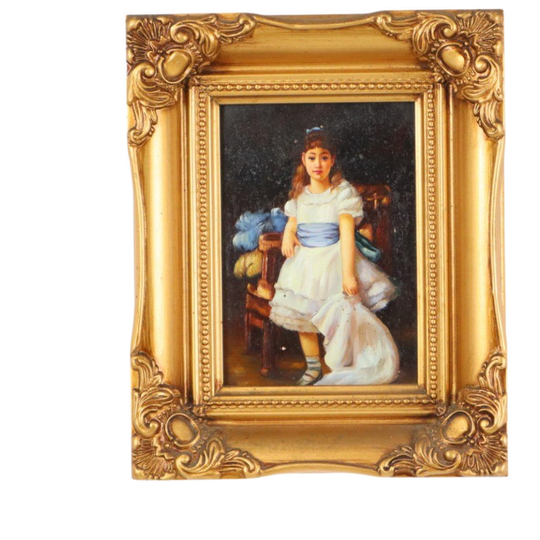 Charmant Schilderij Jong Meisje Gouden Lijst Lady Sybil Primrose 1