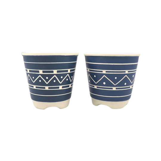 Søholm Set Bloempotten Blauw Wit Jaren 60 1