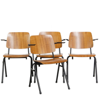 Set Van 4 Vintage Jaren ’60 Dutch Design Marko School/kantine/eetkamerstoelen Met Armleuningen