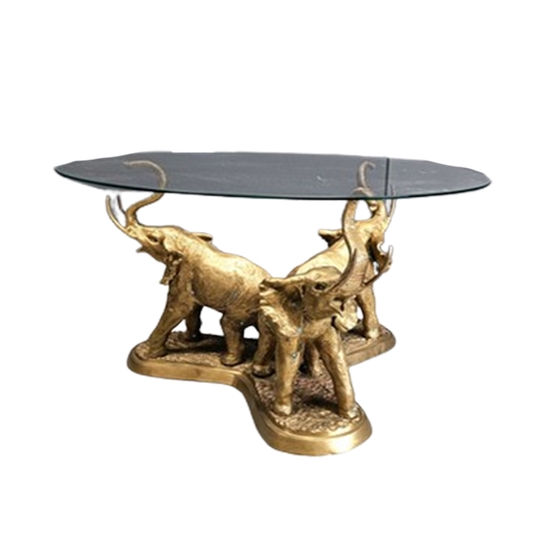 Vintage Brass Elephant Coffee Table, 1970s 1