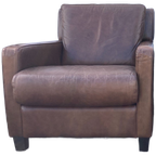Strakke Leren Fauteuil In Nette Staat, Art Deco Stijl,75 Cm Hoog Achterkant thumbnail 1