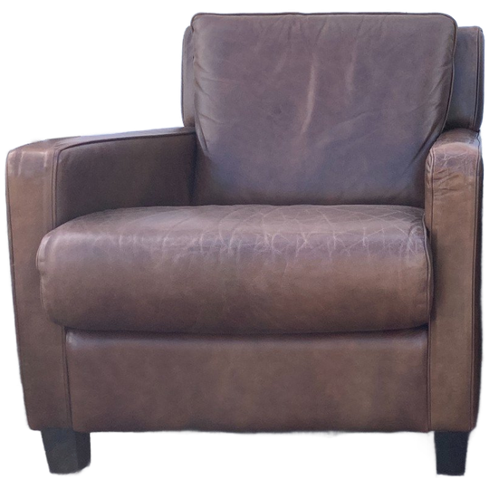 Strakke Leren Fauteuil In Nette Staat, Art Deco Stijl,75 Cm Hoog Achterkant Prijs/set 1