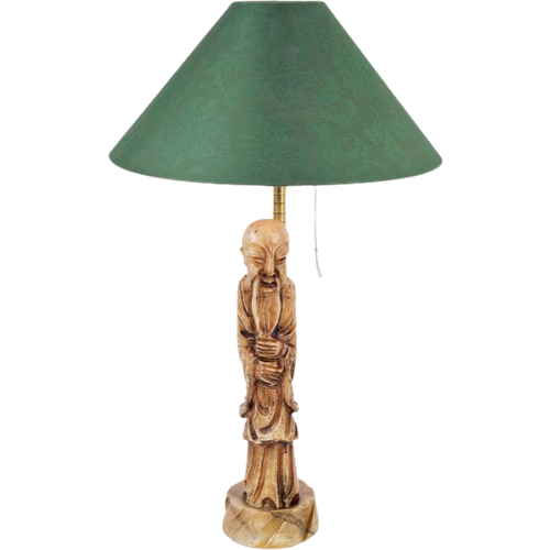 Vintage Albast Tafellamp Figuur Azië Man ‘60 Japandi Lamp