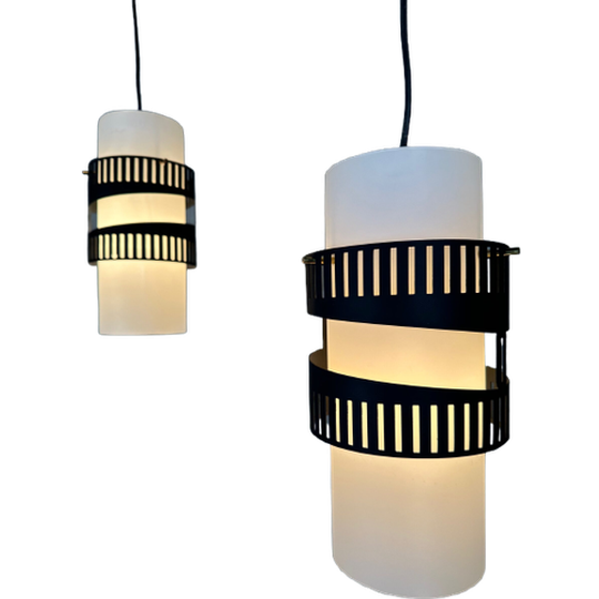 2x Vintage Opaline Design Hanglampen 1