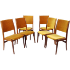 6 Deense Stoelen Palissander Hout En Okergele Velourse Stof thumbnail 1