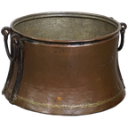 Uniek Grote En Zeer Charmante Antieke Koperen Ketel/ Haardhout Bak Met Een Prachtig Patina thumbnail 1