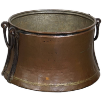 Uniek Grote En Zeer Charmante Antieke Koperen Ketel/ Haardhout Bak Met Een Prachtig Patina