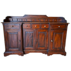 Klassiek Mahoniehouten Dressoir, Wandconsole, Commode Met Vele Lades, Afm. 165x47cm En 90/110cm Hoog. thumbnail 1