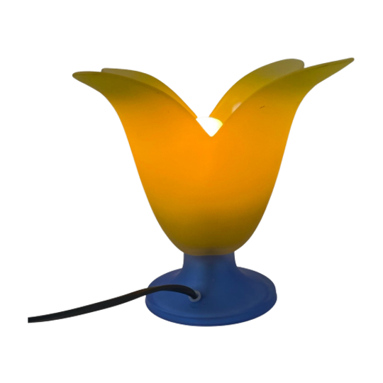 VANDEHEG - Table Lamp Made From Glass - Blue/yellow - Model Tullip 1
