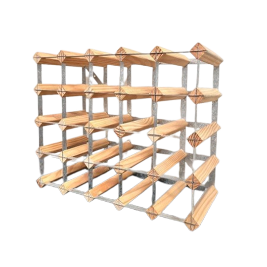 Wijnrek Massief Hout Met Staal 1