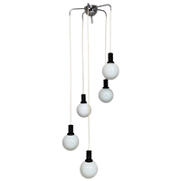 Cascade Hanglamp Met 5 Witte Glazen Bollen, Jaren 70