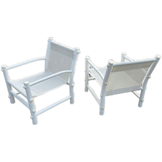 2 X Plastic / Pvc Pipe / Mesh / Indoor / Outdoor Chairs / 1970s 1