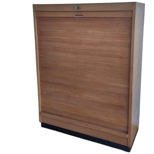 Vintage Houten Roldeurkast Archiefkast Ekawerk Kast Hout 1