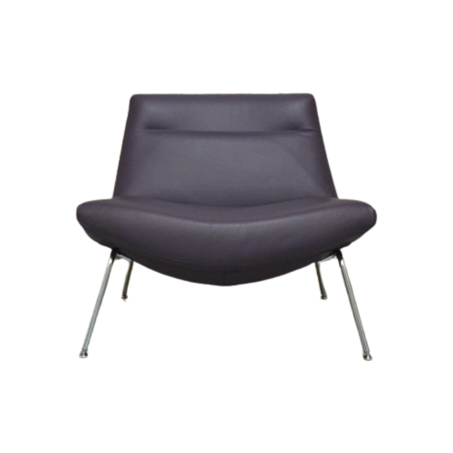 Als Nieuw! Paarse Leren Topform Grippa Design Fauteuil!