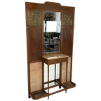Staande Art Deco Wandkapstok Met Spiegels En Marmer Platen, Jaren 30 thumbnail 1