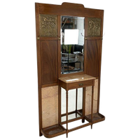 Staande Art Deco Wandkapstok Met Spiegels En Marmer Platen, Jaren 30