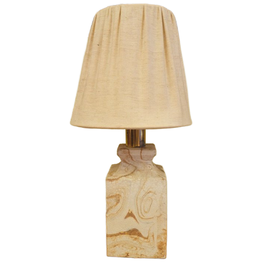 Vintage Stenen Tafellamp Lamp Lampenvoet Messing 1