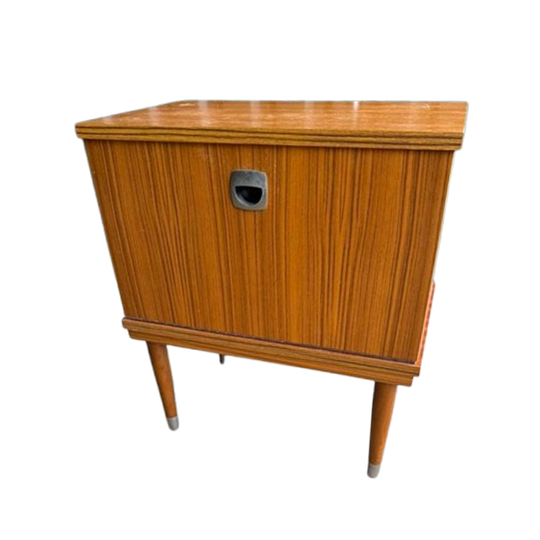 Vintage Fineer Nachtkastje Met Klep 1970s 1