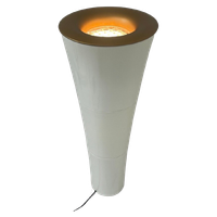 Kaoyi Flacha - Ikea - Floor Lamp Model ‘Flambeau’ - White Plastic Base And Gold Trimmed Top