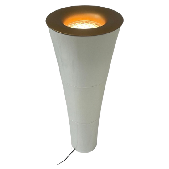 Kaoyi Flacha - IKEA - Floor Lamp Model ‘flambeau’ - White Plastic Base And Gold Trimmed Top 1