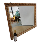 Grote Vintage Goudkleurige Hollywood Chic Schouwspiegel Spiegel Facet Geslepen thumbnail 1