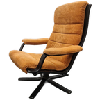 G Möbel Vintage Oranje Bruine Vintage Draaifauteuil Fauteuil thumbnail 1