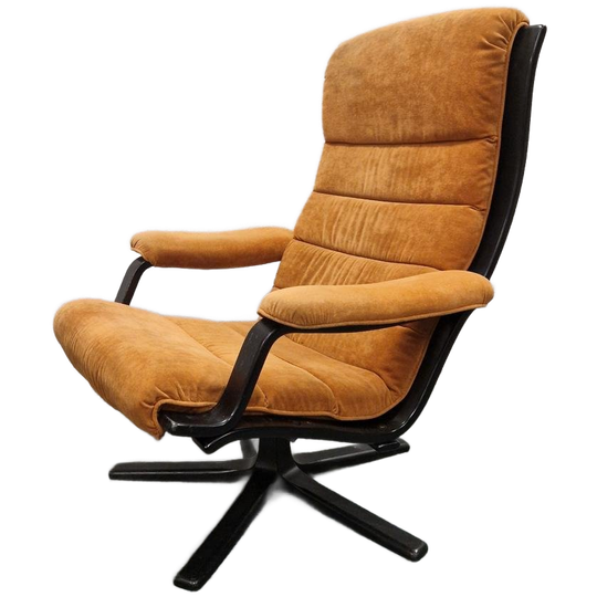 G Möbel Vintage Oranje Bruine Vintage Draaifauteuil Fauteuil 1