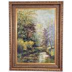Bos Landschap Schilderij J. De Borge Olieverf Canvas Lijst thumbnail 1