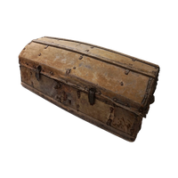 Primitieve Antieke Reiskist/ Schatkist Met Leer/ Huid Bekleed , Begin 1800